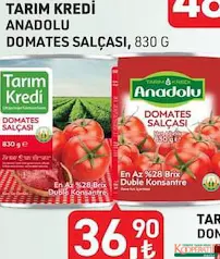 TARIM KREDİ BİRLİK ANADOLU DOMATES SALÇASI 830 G TARIM KREDİ BİRLİK ANADOLU DOMATES SALÇASI 830 G